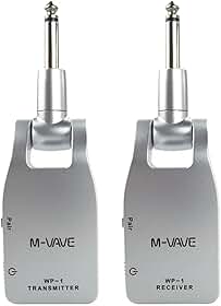 M-VAVE Áudio Sistema Sem Fio Profissional 2.4GHz para Guitarra e Baixo - Transmissão Digital 24bit/48KHz, Baixa Latência (<12ms), Alcance de 30m, Bateria Recarregável 7.5h(6 Dispositivos Simultâneos)