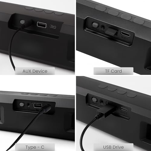 Image of OOGE Vibebox 7000 Bluetooth Speaker, 15W Portable Wireless Speaker with TWS Connection, Type-C Charging, AUX Input, FM Radio, USB & TF Card Support, 8H Playtime (Movie,Music Modes) (Black)