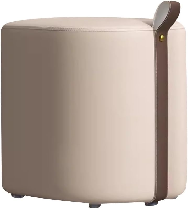 Luxury Makeup Dressing Stool for Girls Bedroom and Living Room Small Square Foot Stool for Shoes Light Khaki Color Short Vanity Bench