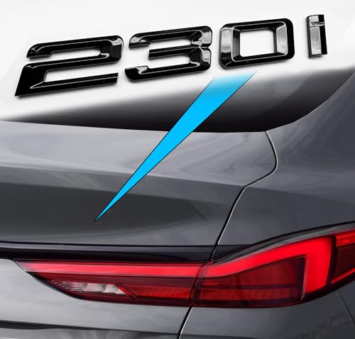 Image of 230i Rear Gloss Black 3D Trunk Lid Car Badge Emblem Decal Number Letter for BMW 2 Series with Adhesive Backing