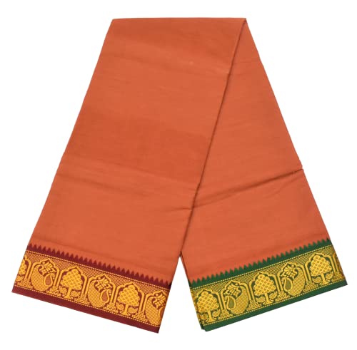 Image of TUNI MANI Men's Panchakacham Dhoti with Angavasthram Towel, Jari Border, 100% Cotton, Size: 9 X 5 (4.0mtr Dhoti, 2.25mtr Towel) (Unstitched)
