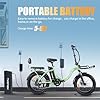 TWOFISH Electric Bike for Adults, 20"*3.0" Fat Tire Folding Electric Bicycle with 36V 17.8AH Removable Battery 7 Speed 25km/h 80-100km Range Disc Brake IP54 Waterproof, TF-2 (Orange) #4