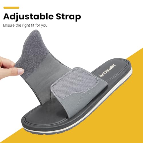 slides for men - adjustable slide sandals slip on- open toe memory foam beach sandals - comfortable summer footwear for indooroutdoor - black 7