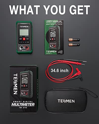 Tesmen TM-510 Digital Multimeter, 4000 Counts, Smart Measurement, Auto-Ranging Voltmeter; Voltage Tester With Non-Contact Voltage Function, Measures Ac/Dc Voltage thumb #6
