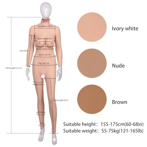 Silicone Bodysuit With Breast Plate With Legs Can Pee and Inserted For C Cup For Crossdress Transgender Drag Queen (Silicone filled, Nude)4