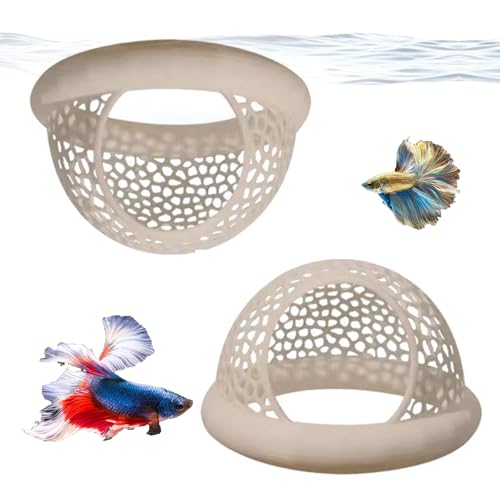Nsawtasche Aquarium Höhle Tunnel 2er Set - Transparente Schwimmende Aquarium Dekoration Zubehör, Fisch & Garnelen Versteck für Kampffische und andere kleine Aquarienbewohner (Beige, 7 * 7 * 4cm)