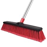 Honclea 18” Push Broom with 70” Adjustable Handle - Heavy Duty Outdoor Broom for Shop, Garage, Driveway, Patio, Yard & Deck Cleaning