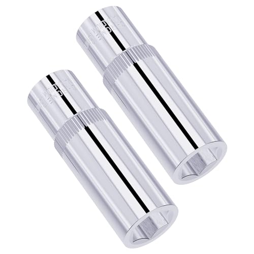 FOCMKEAS 2 Pcs 13mm Deep Socket, 1/4" Drive, 6-Point