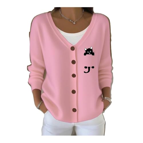 Women's Cat Paw Print Casual Cardigan Cat Peeking Pocket Sweatshirt Peeking Cats Sweater