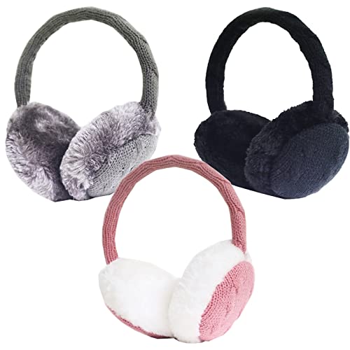 Liuer 3PCS Unisex Ear Muff Accessorio inverno Ear Warmer Uomo Donna Earplug Inverno Caldo Breve Peluche Paraorecchie per Moto Bike sci viaggio in esecuzione regalo di natale