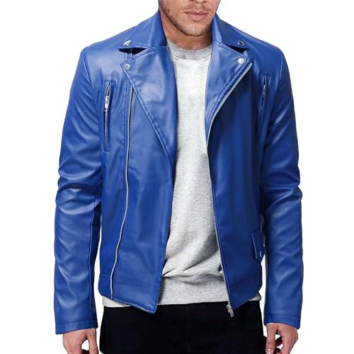 JEKE-DG Faux Leather Jacket For Men Stand Collar Bomber Jackets Motorcycle Asymmetric Zip-Up Blet Slim Fit Biker Coat2