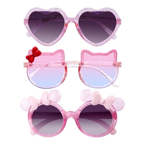 3 Pairs Kids Sunglasses Lovely Cute Girls Toddlers Glasse for Party Birthday Outdoor Beach Eyewear2