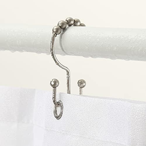 Shower Curtain Hooks, Goowin Shower Curtain Rings, Stainless Steel Shower Curtain Hooks Rust Proof Free Sliding Double Shower Hooks for Curtain, Shower Curtains & Liners (Matte Nickel)