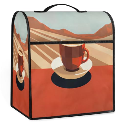Coffee Maker Cover Coffee Pattern Kitchen Appliance Covers Small Appliance Covers Blender Cover Juicer Cover Dust Covers for Kitchen Appliances with Top Handle and Pockets,Washable,C104