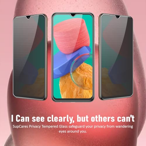 Image of SupCares Privacy Tempered Glass for Samsung Galaxy M33, Galaxy A23, F23, M13, A13 and F13 (6.6 Inch) With Installation Kit | Military-Grade Gorilla Screen Protector | Edge to Edge Coverage | Black