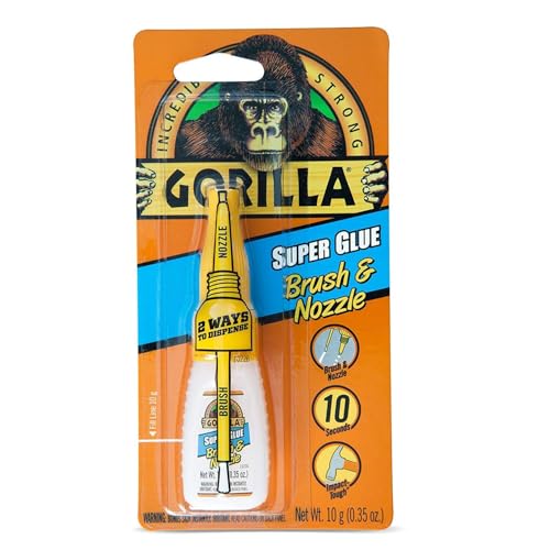 Image of Gorilla Super Glue with Brush & Nozzle Applicator, 12 Gram, Clear, (Pack of 11)