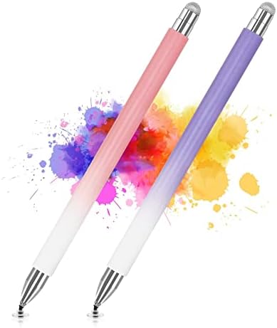 Stylus Pen for iPad (2 Pcs), Universal Touch Screens Stylus Pens High Sensitivity Disc & Fiber Tip Pencils Compatible with Apple/iPhone/iPad/Android/Tablets and All Capacitive Touch Screens