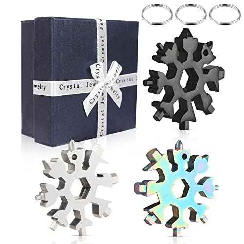 3Pcs Multi Herramienta Copo de Nieve 18 en 1 Multiherramienta de Acero Inoxidable,,Portátil Destornillador Abrebotellas Multi Herramienta Llavero Exterior Viaje Cover