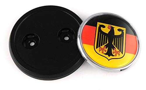 Image of Germany German Flag Car Truck Black Round Grill Badge 3.5 inch Grille Chrome Emblem