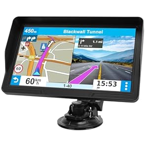 GPS Navigator for Car Truck RV, 9 inch Touch Screen Latest 2025 Map, Real Voice Spoken Turn-by-Turn Direction Reminding Navigation System for Cars, Vehicle GPS with Speed and Red Light Warning (Black)