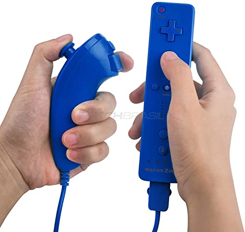 Controle Wii Remote Plus + Nunchuck Para Nintendo Wii e Nintendo Wii U Azul Escuro