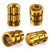 QUARKACE Tire Valve Stem Caps 4 Pack - Rustprood & Fade Resistant Metal Tire caps, Universal Fit for Cars/Trucks/Motorcycles/Bikes (Gold)