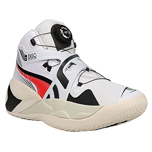 PUMA Tênis de basquete masculino Disc Rebirth casual - azul, vermelho, Preto, 10