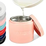 Bacon Grease Oil Container Storage Can Keeper w/Stainless Strainer Paleo Keto Pour Spout Ceramic Porcelain Stoneware Fat Separator Filter Multiple Colors PINK