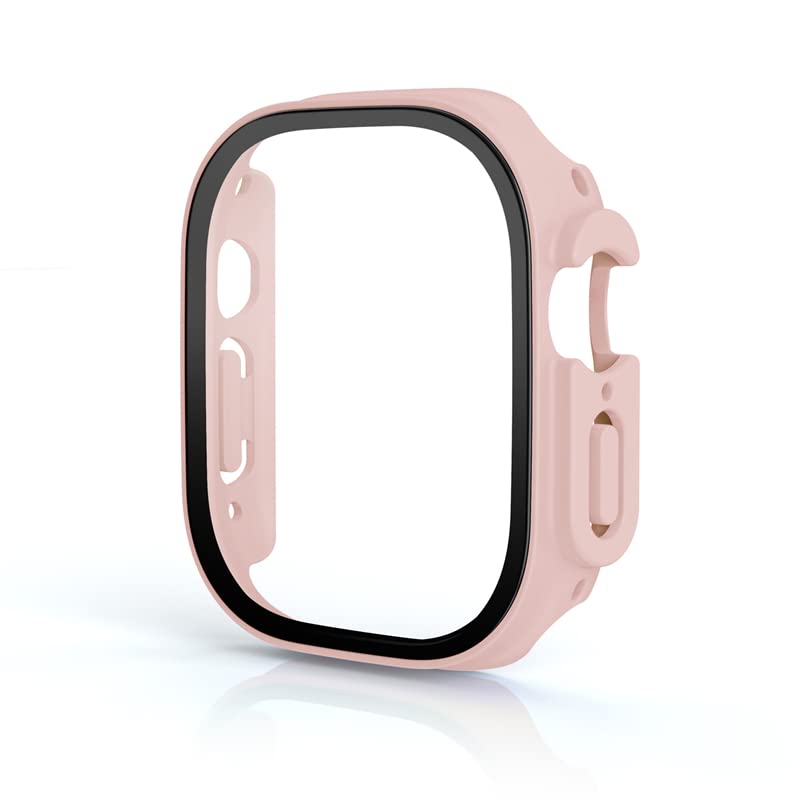 Protecteur d'écran Apple Watch Ultra 49mm, verre trempé et coque PC couleur limon