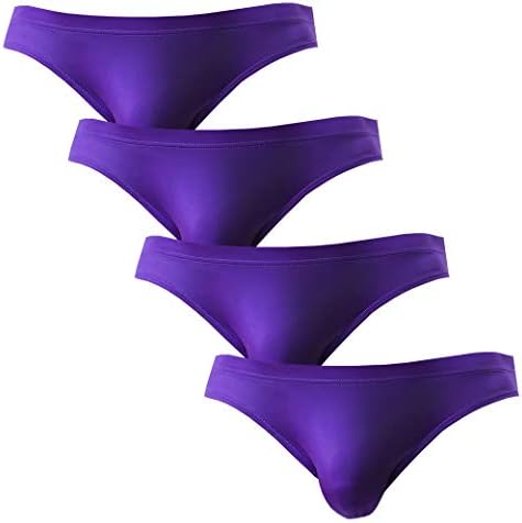 WINDAY Men Briefs Breathable Ice Silk Triangle Bikinis and Briefs N04 XL/US L 4-Pack Purple