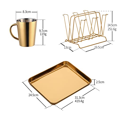 Taza de café portátil de acero inoxidable con almacenamiento de tazas extra 5