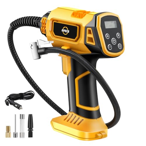Apatb Cordless Tire Inflator Air Compressor For Dewalt 20V Max Battery,150Psi Portable Handheld Air Pump With Digital Pressure Gauge For Cars Motorcycles Bikes Sport Balls cover