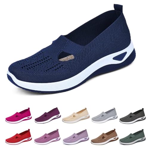 Image of Orthopedic Walking Shoes for Women,2026 New Orthowalkway Womens Shoes,Woven Orthopedic Breathable Walking Sneaker Non-Slip Arch Support Slip on Shoes