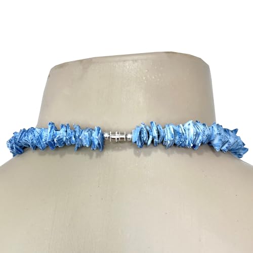 Ocean Blue Puka Shell Chip Hawaiian Choker Necklace3