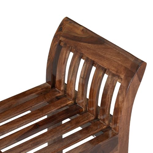 Image of Royaloak Riyu Sheesham Wood Bench for Sitting | Small Wooden Bench for Living Room, Balcony & Home | Sturdy Compact Sitting Option with Glossy Finish & Strong Wooden Legs