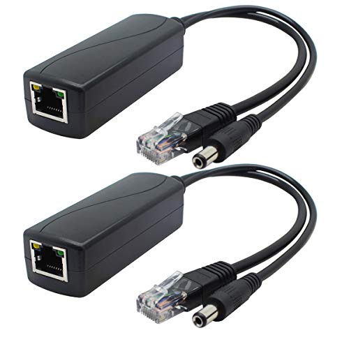 ANVISION 2-Pack Gigabit PoE Splitter, 48V to 12V 2A Ethernet Adapter, for Security Camera, AP, Voip and More, AV-PS12-G