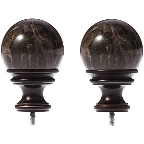AmazonBasics Black Marble Ball Curtain Rod Finials, Set of Two, Bronze