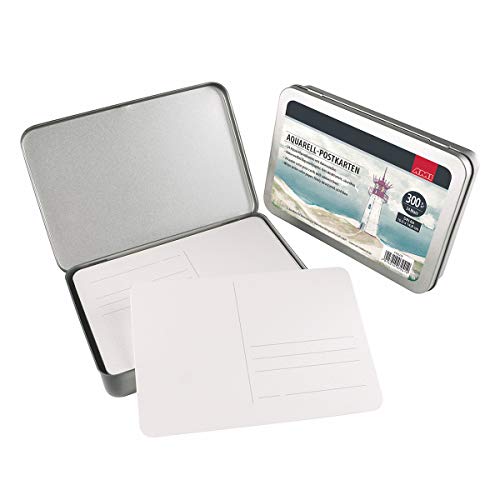 Tarjetas postales de acuarela en una caja para joyas, incluye lápiz HB para dibujos.