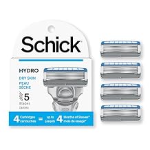 Schick Hydro 5 Sense Hydrate Razor Refills for Men, 4 Count Pack of 1