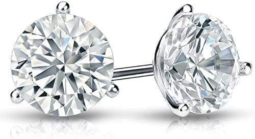 Certified Round Brilliant Lab-Grown Diamond Earrings, 3-Prong in 14K Gold