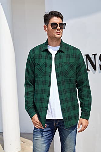 Alex Vando Mens Button Down Shirts Regular Fit Long Sleeve Casual Plaid Flannel Shirt