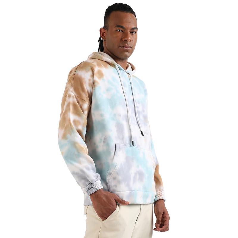 Image of CAHOOT Men's Dark Blue Zip-Front Hoodie with Contrast Drawstring for Casual Wear | Long Sleeve | Hooded Neck | Zipper Closure | Cotton Sweatshirt Crafted with Comfort Fit for Everyday Wear