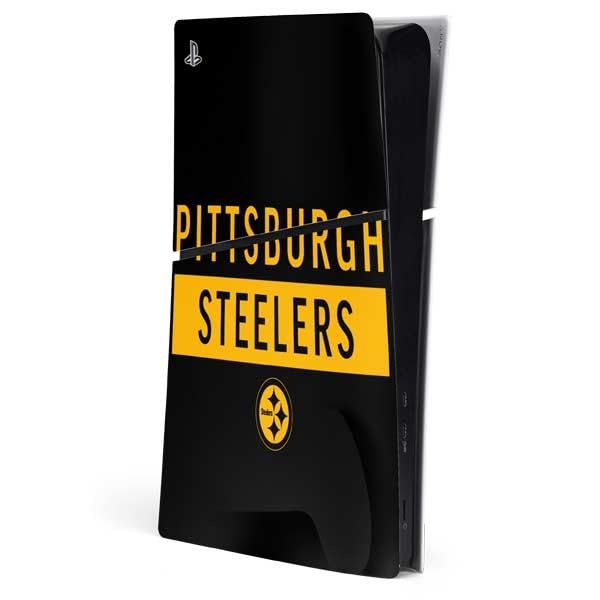 Skinit Decal Gaming Skin Compatible with PS5 Slim Digital Edition Console - Officially Licensed NFL Pittsburgh Steelers Black Performance Series Design