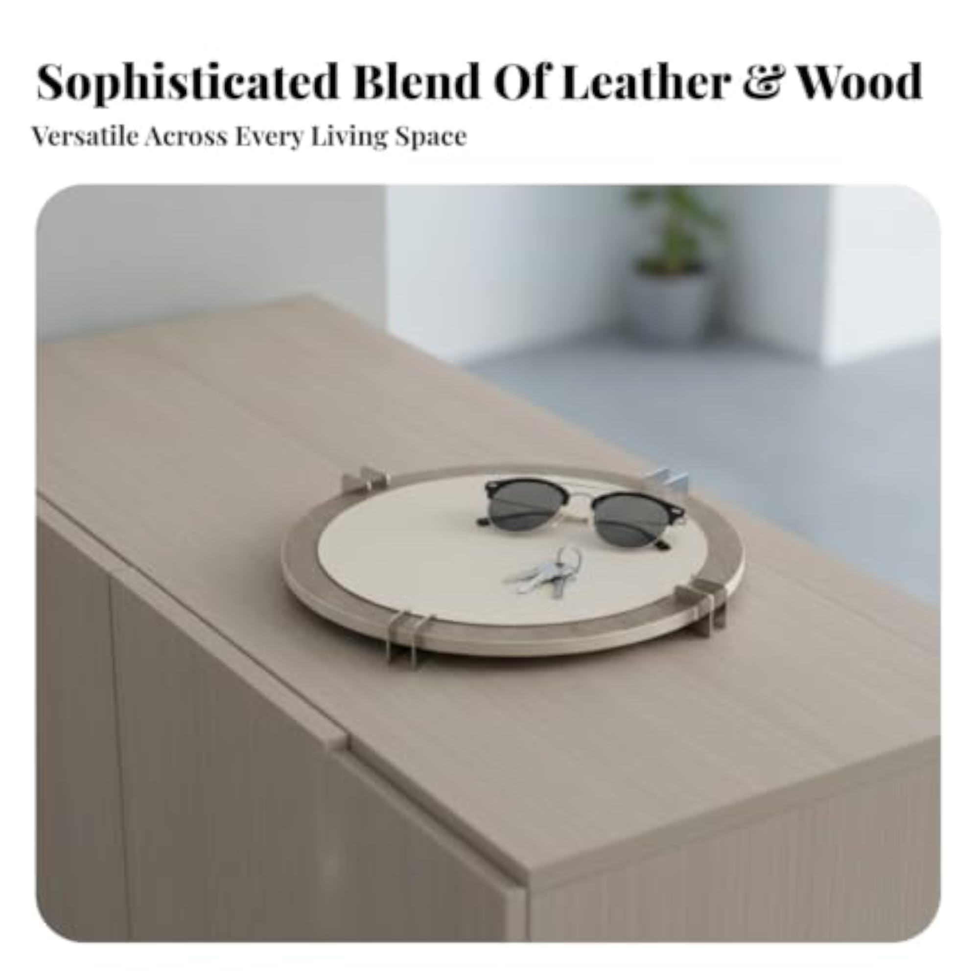 Decorative Tray with Leather Inset, Slim Versatile Design