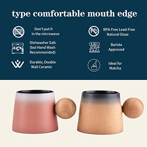 Set Of 2 Cute Coffee Mugs, Ceramic Mug Sets, Gradient Colormixed Drinkware Sets, 8 Oz (200 Ml) Demitasse Cups, Tea Mug, Suitable For Cappuccino, Latte, Hot Cocoa Or Hot Tea (Light Blue, Yellow) #TOP4