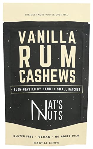 Nat's Nuts, Cashews Vanilla Rum, 4 Ounce