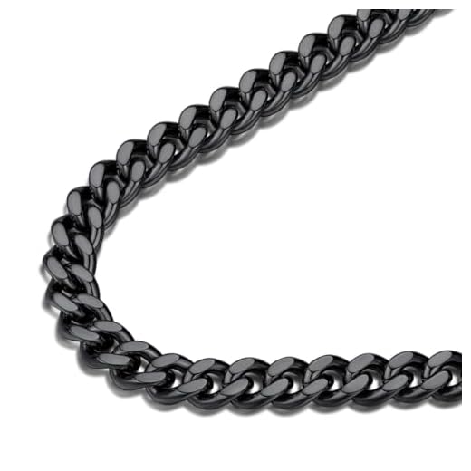 FindChic Cuban Chain Necklace Chains for Women Mens Black Necklace 7mm 18'' Black Chain Cuban Link Neck Chains for Man Guy Punk Jewelry