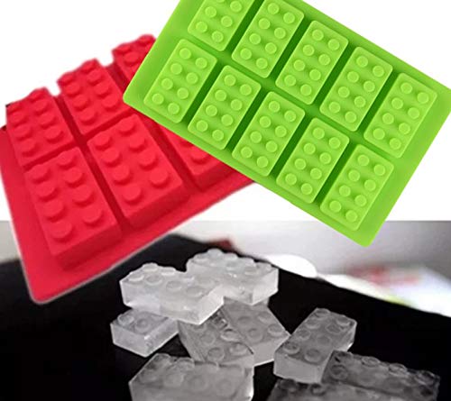 Building Brick Ice Tray Or Candy Mold For Lego Lovers! 2 Pack Silicone Ice Cube Molds - Red And Green #TOP1