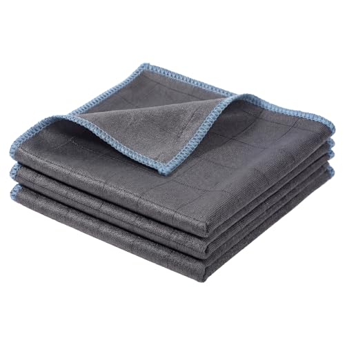 SynHHergyx Microfiber Cleaning Cloth, 3 Pcs 12 x 12 Window Glass Cleaning Cloth Lint Free Quickly Clean Windows, Glasses, Windshields, Mirrors, Car for Home Kitchen Bathroom
