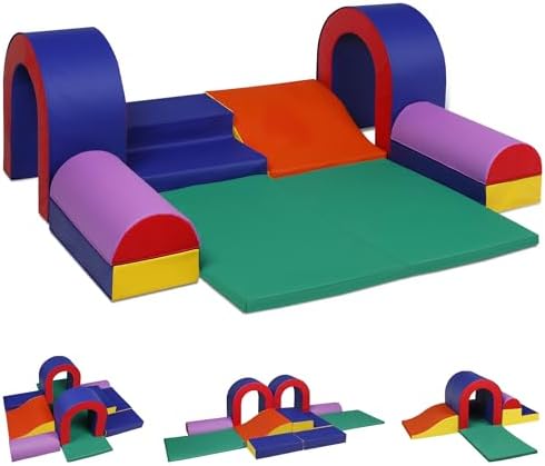 TODEFULL 10 Piece Foam Climbing Blocks, Soft Climbing Toys for Toddlers, Lightweight Baby Climbing Gym, Indoor Baby Activity Play Set for Crawling Climbing and Sliding